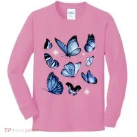 Blue Butterflies Cute Gift Kids Long Sleeve Shirt thumb 0