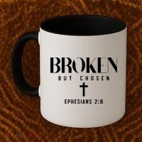 Broken But Chosen Ephesians 2:8 Bible Verse Christian Coffee Mug thumb 2