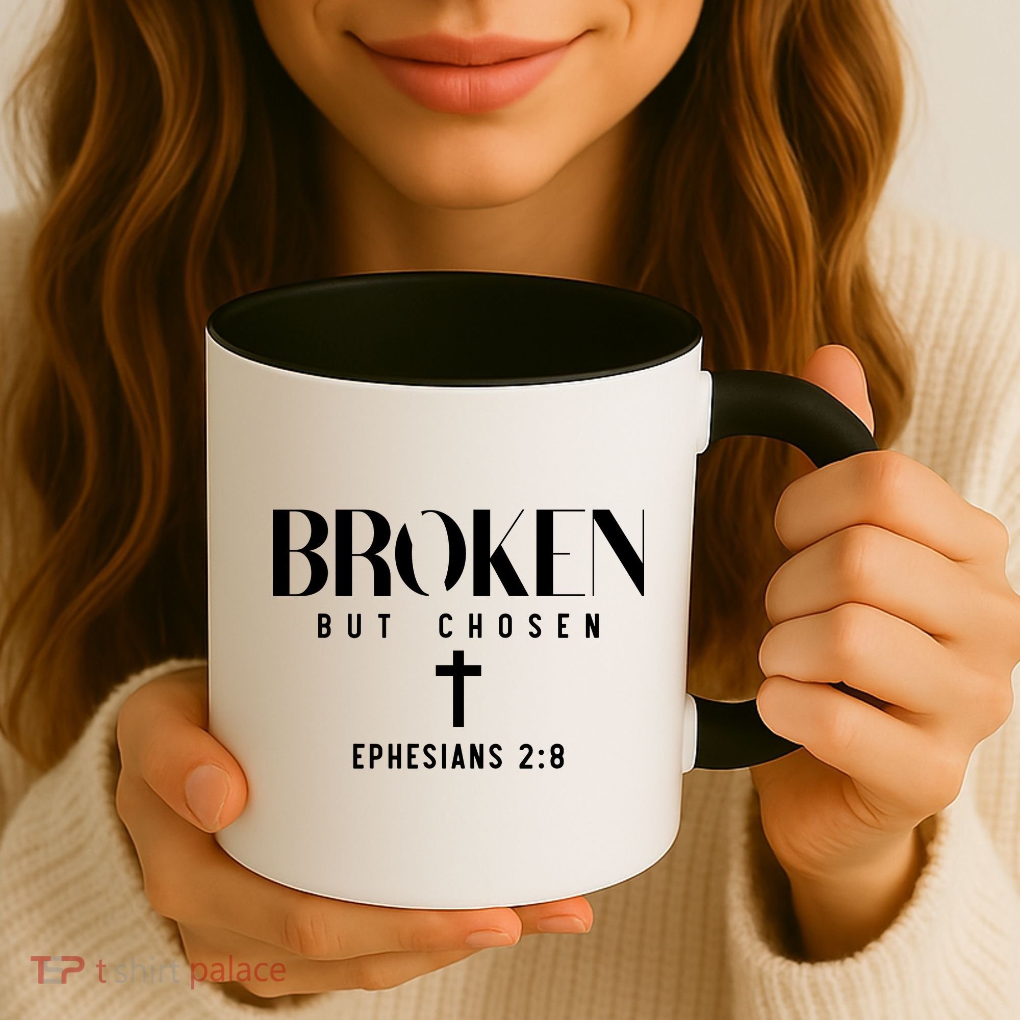 Broken But Chosen Ephesians 2:8 Bible Verse Christian Coffee Mug