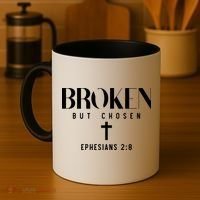 Broken But Chosen Ephesians 2:8 Bible Verse Christian Coffee Mug thumb 4