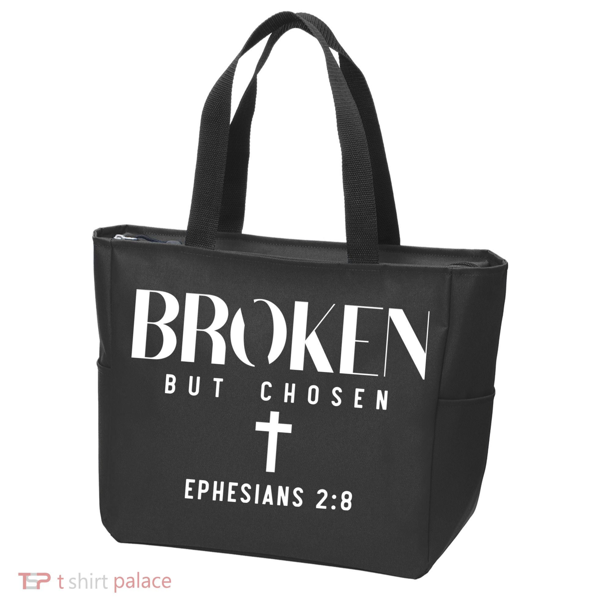 Broken But Chosen Ephesians 2:8 Bible Verse Christian Tote Bag