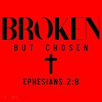 Broken But Chosen Ephesians 2:8 Bible Verse Christian Santa Hat thumb 1
