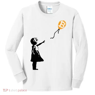 Bitcoin Balloon Cryptocurrency Kids Long Sleeve Shirt