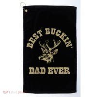 Best Buckin Dad Ever Funny Hunting Fathers Day Great Gift Golf Towel thumb 0