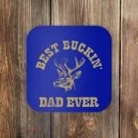 Best Buckin Dad Ever Funny Hunting Fathers Day Great Gift Coaster thumb 0