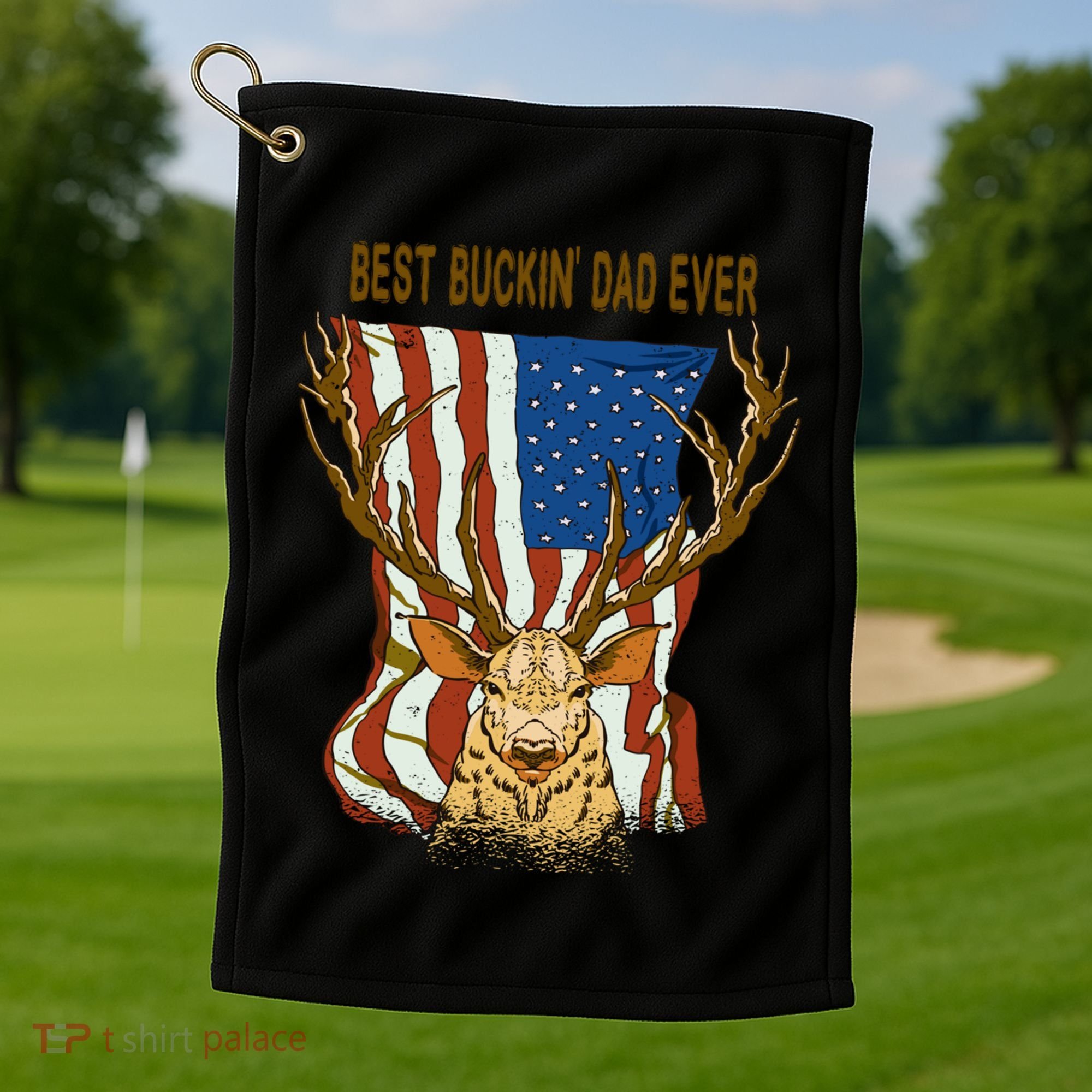 Best Buckin Dad Ever Funny Deer Father’S Day Hunting Dad Gift Golf Towel