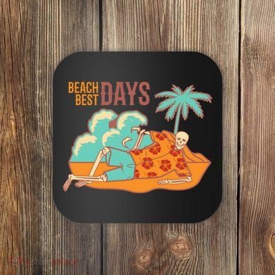 Best Beach Days Skeleton Summer Vibe Coaster