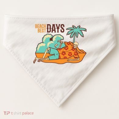 Best Beach Days Skeleton Summer Vibe USA-Made Doggie Bandana