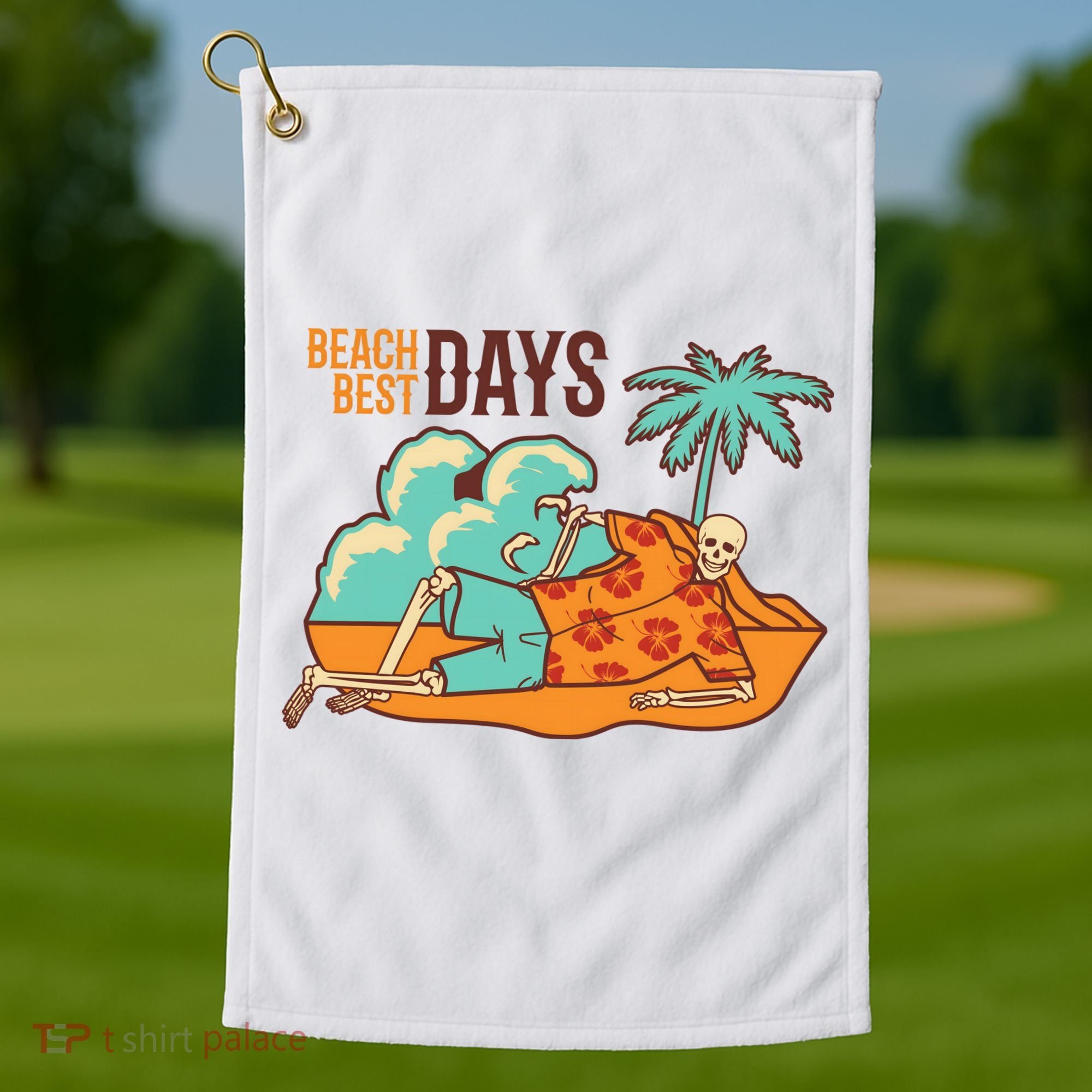 Best Beach Days Skeleton Summer Vibe Golf Towel