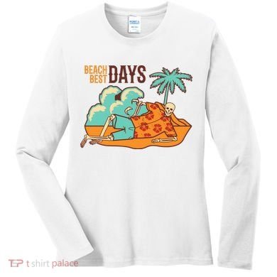 Best Beach Days Skeleton Summer Vibe Women's Long Sleeve Shirt