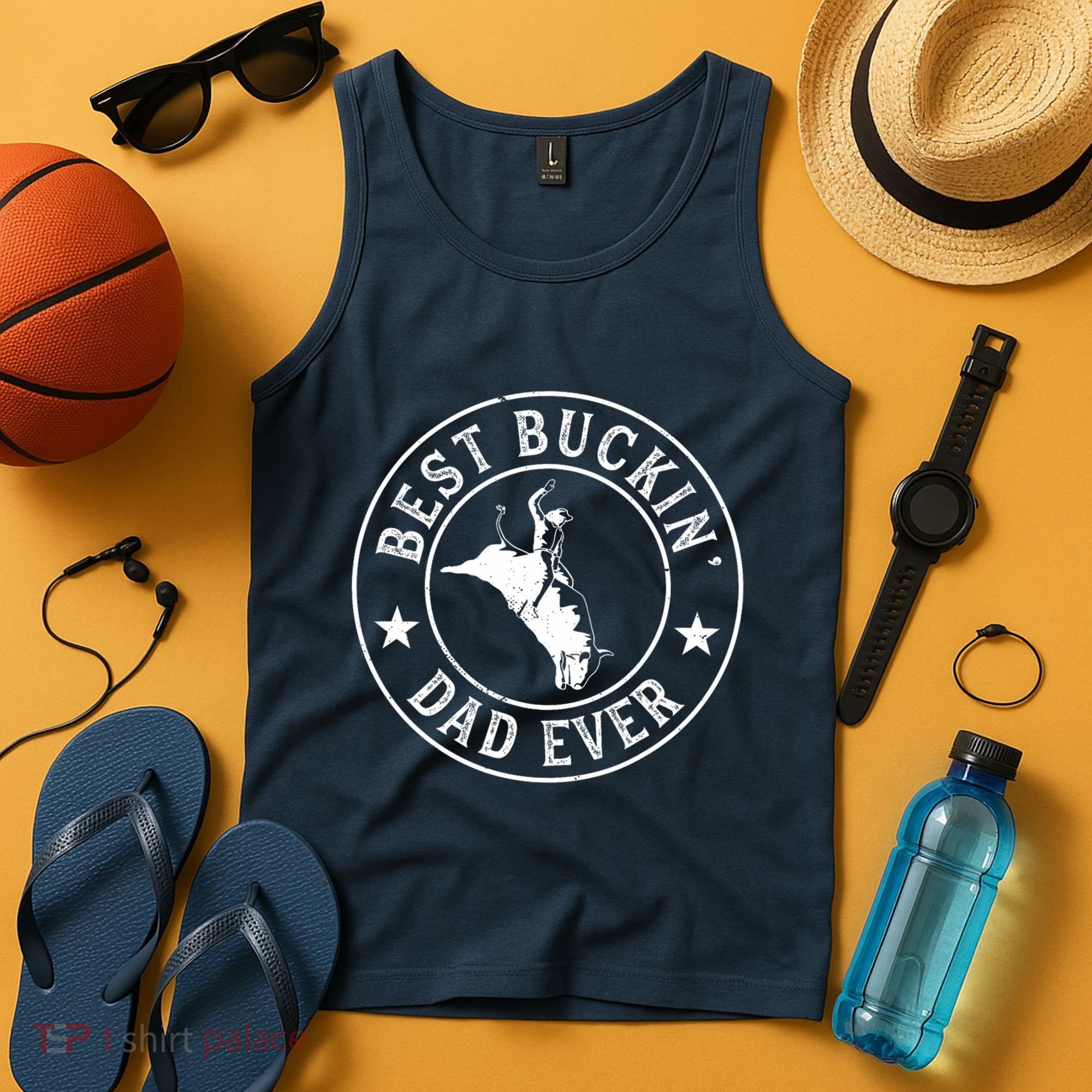 Best Buckin Dad Ever Cowboy Bull Riding Rodeo Funny Tank Top