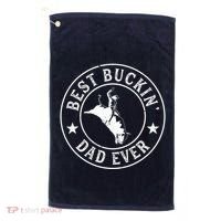 Best Buckin Dad Ever Cowboy Bull Riding Rodeo Funny Golf Towel thumb 0