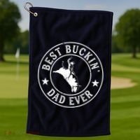 Best Buckin Dad Ever Cowboy Bull Riding Rodeo Funny Golf Towel thumb 1