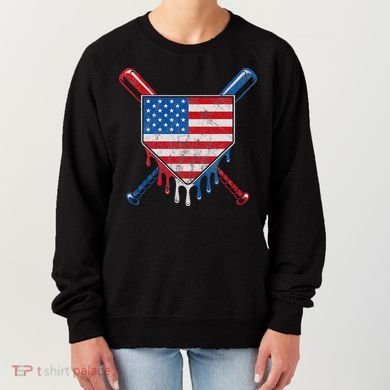Baseball Bat Drip Ice Cream Patriotic American Flag Drip Women's Sweatshirt