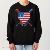Baseball Bat Drip Ice Cream Patriotic American Flag Drip Women's Sweatshirt thumb 0
