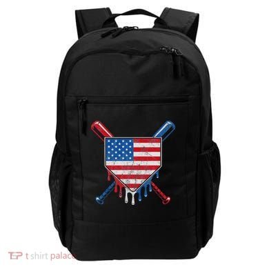 Baseball Bat Drip Ice Cream Patriotic American Flag Drip Backpack