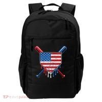 Baseball Bat Drip Ice Cream Patriotic American Flag Drip Backpack thumb 0