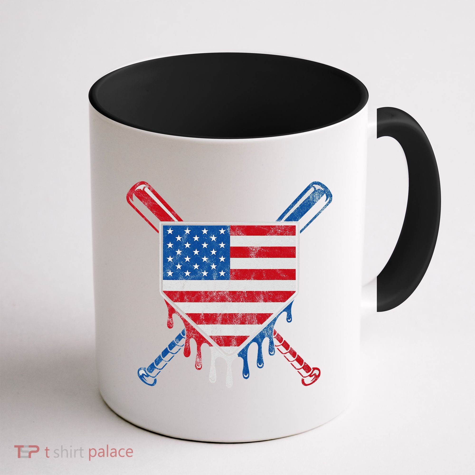Baseball Bat Drip Ice Cream Patriotic American Flag Drip Coffee Mug