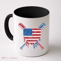 Baseball Bat Drip Ice Cream Patriotic American Flag Drip Coffee Mug thumb 0