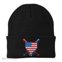 Baseball Bat Drip Ice Cream Patriotic American Flag Drip Beanie thumb 0