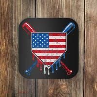 Baseball Bat Drip Ice Cream Patriotic American Flag Drip Coaster thumb 0