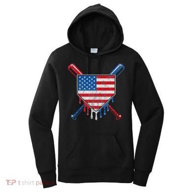 Baseball Bat Drip Ice Cream Patriotic American Flag Drip Women's Hoodie