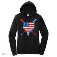 Baseball Bat Drip Ice Cream Patriotic American Flag Drip Women's Hoodie thumb 0