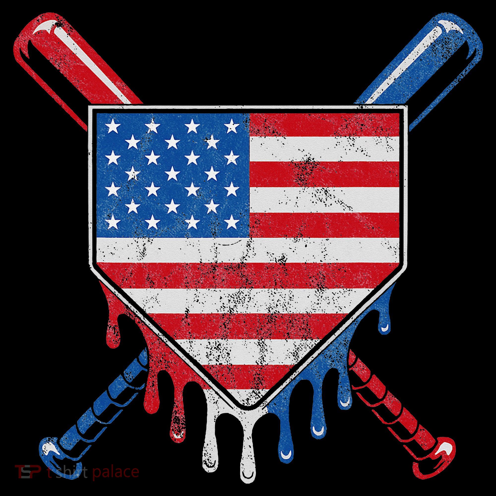 Baseball Bat Drip Ice Cream Patriotic American Flag Drip Women's Hoodie