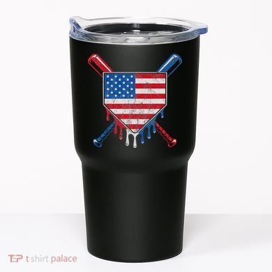 Baseball Bat Drip Ice Cream Patriotic American Flag Drip Tumbler