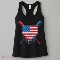 Baseball Bat Drip Ice Cream Patriotic American Flag Drip Women's Tank Top thumb 3