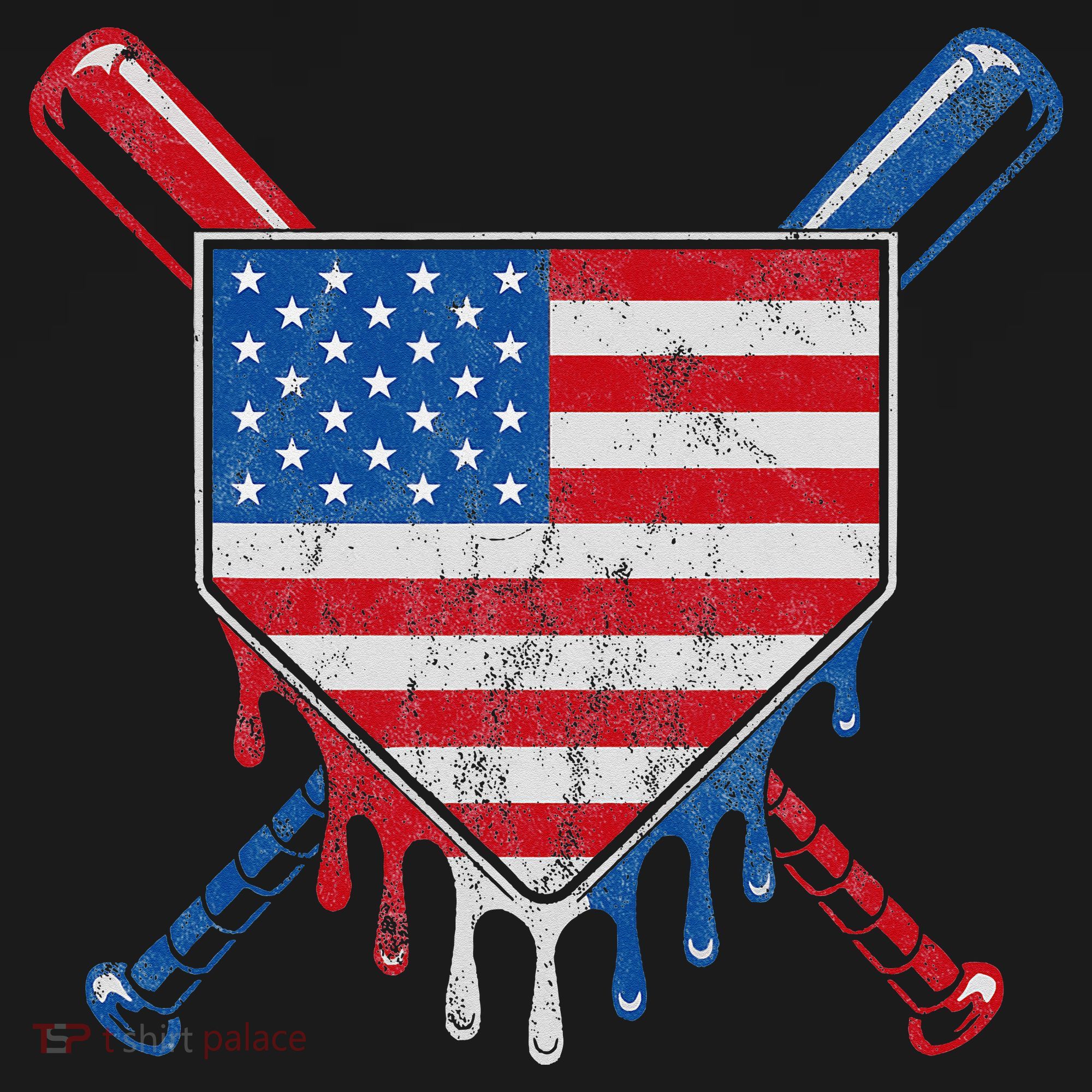 Baseball Bat Drip Ice Cream Patriotic American Flag Drip Women's Tank Top