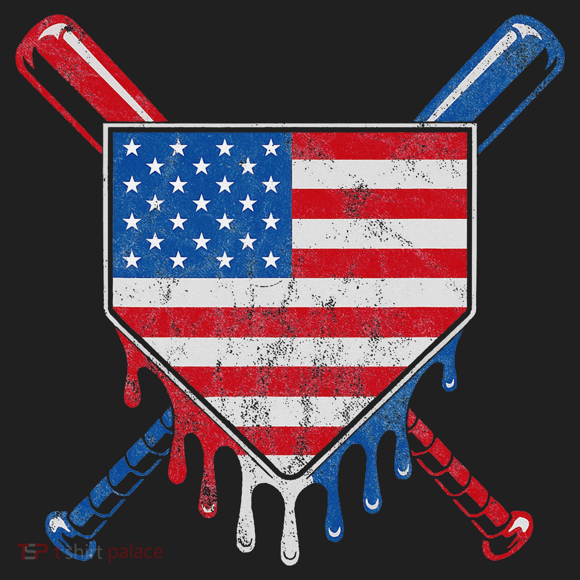 Baseball Bat Drip Ice Cream Patriotic American Flag Drip Hat