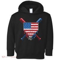 Baseball Bat Drip Ice Cream Patriotic American Flag Drip Toddler Hoodie thumb 0