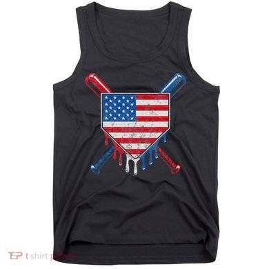 Baseball Bat Drip Ice Cream Patriotic American Flag Drip Tank Top
