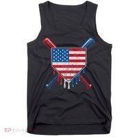 Baseball Bat Drip Ice Cream Patriotic American Flag Drip Tank Top thumb 0