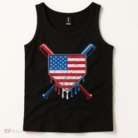 Baseball Bat Drip Ice Cream Patriotic American Flag Drip Tank Top thumb 2