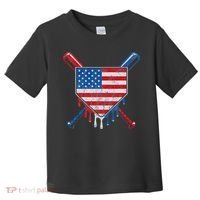 Baseball Bat Drip Ice Cream Patriotic American Flag Drip Toddler T-Shirt thumb 0