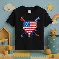 Baseball Bat Drip Ice Cream Patriotic American Flag Drip Toddler T-Shirt thumb 3