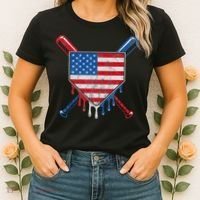 Baseball Bat Drip Ice Cream Patriotic American Flag Drip Women's T-Shirt thumb 2