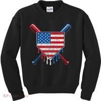 Baseball Bat Drip Ice Cream Patriotic American Flag Drip Kids Sweatshirt thumb 0