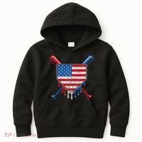 Baseball Bat Drip Ice Cream Patriotic American Flag Drip Kids Hoodie thumb 0