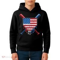 Baseball Bat Drip Ice Cream Patriotic American Flag Drip Kids Hoodie thumb 4