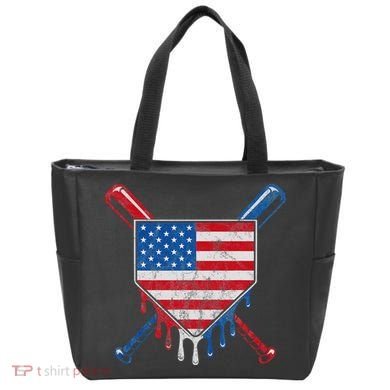 Baseball Bat Drip Ice Cream Patriotic American Flag Drip Tote Bag