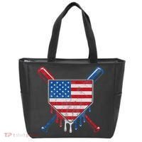 Baseball Bat Drip Ice Cream Patriotic American Flag Drip Tote Bag thumb 0