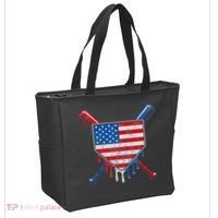 Baseball Bat Drip Ice Cream Patriotic American Flag Drip Tote Bag thumb 2