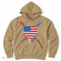 Baseball Bat Drip Ice Cream Patriotic American Flag Drip Hoodie thumb 0
