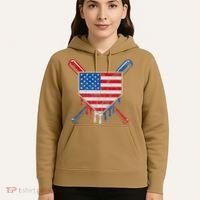 Baseball Bat Drip Ice Cream Patriotic American Flag Drip Hoodie thumb 5