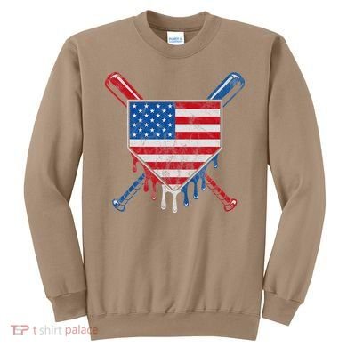 Baseball Bat Drip Ice Cream Patriotic American Flag Drip Sweatshirt
