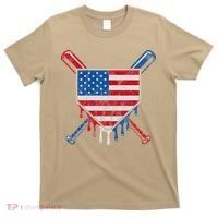 Baseball Bat Drip Ice Cream Patriotic American Flag Drip T-Shirt thumb 0