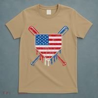 Baseball Bat Drip Ice Cream Patriotic American Flag Drip T-Shirt thumb 5